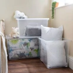 B&M Large Storage Box With Lid 110L - Clear 9 B&M Large Storage Box With Lid 110L - Clear -Home Furnishing Shop 284861 110l storage box with lid clear 5