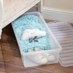 B&M Underbed Storage Box With Lid 55L - Clear -Home Furnishing Shop 307321 55l under bed storage box with lid 4