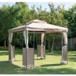 B&M Luxury Steel Framed Gazebo 2.5m - Taupe
