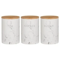 B&M Marble Effect Kitchen Canisters 3pc -Home Furnishing Shop 356820 storage canisters marble effect tea coffee sugar