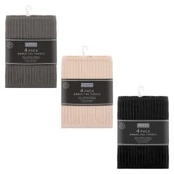 B&M Ribbed Tea Towels 4pk - Black -Home Furnishing Shop 364862 364824 364863 4pk ribbed tea towels group