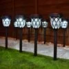 Solar Powered Windsor Black Post Lights - White 8pk -Home Furnishing Shop 366418 8pk windsor post lights white led
