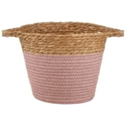 B&M Small Two Tone Wicker Basket - Pink