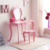B&M Amelia Vanity Set With Stool & Mirror -Home Furnishing Shop 375844 amelia vanity set pink