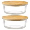 B&M Round Glass Food Containers With Bamboo Lid 2pk -Home Furnishing Shop 376822 2 round glass food containers 2