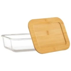B&M Rectangular Glass Food Containers With Bamboo Lids 2pk -Home Furnishing Shop 376824 2pk regular glass food containers