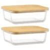 B&M Rectangular Glass Food Containers With Bamboo Lids 2pk -Home Furnishing Shop 376824 2pk regular glass food containers 4