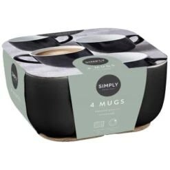 Simply Everyday Gloss Mugs 4pk - Black -Home Furnishing Shop 380121 4pk simply everyday mugs black 2