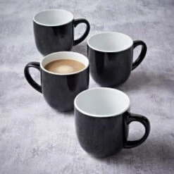 Simply Everyday Gloss Mugs 4pk - Black -Home Furnishing Shop 380121 4pk simply everyday mugs black