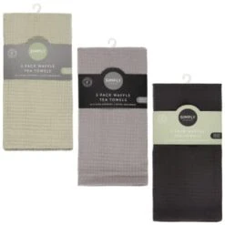 Simply Everyday Waffle Tea Towels 3pk - Grey -Home Furnishing Shop 380223 380224 380225 3pk simply everyday waffle teal towels main