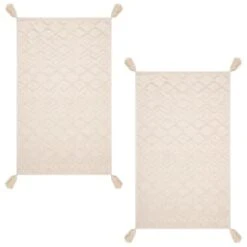 B&M Homestead Embossed Tea Towels With Tassels 2pk - Natural -Home Furnishing Shop 380229 2pk homestead embossed tea towel with tassels 2