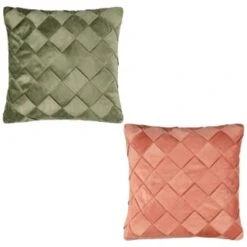 B&M Basket Weave Velvet Cushion - Sage -Home Furnishing Shop 380438 380756 basket weave velvet cushion main