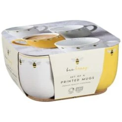 B&M Bee Happy Printed Mugs - 4pk -Home Furnishing Shop 380506 4pk printed mugs bee happy 2