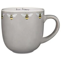 B&M Bee Happy Printed Mugs - 4pk -Home Furnishing Shop 380506 4pk printed mugs bee happy grey
