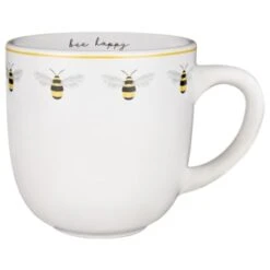B&M Bee Happy Printed Mugs - 4pk -Home Furnishing Shop 380506 4pk printed mugs bee happy white