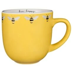 B&M Bee Happy Printed Mugs - 4pk -Home Furnishing Shop 380506 4pk printed mugs bee happy yellow