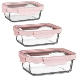 B&M Pink Glass Food Container - Large -Home Furnishing Shop 380659 380660 380661 glass food container pink large