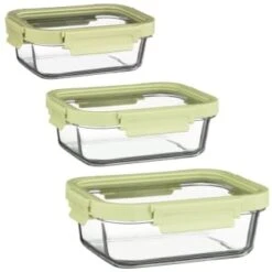 B&M Green Glass Food Container - Small -Home Furnishing Shop 380662 380663 380664 glass food container green medium