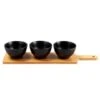 B&M Wooden Serve Board With Black Dip Bowls -Home Furnishing Shop 390356 set of 3 black dip bowls