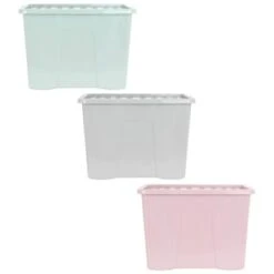 B&M Storage Box With Lid 80L - Dusty Pink -Home Furnishing Shop 391381 391383 391384 80l storage box and lid group