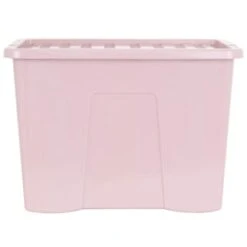 B&M Storage Box With Lid 80L - Dusty Pink -Home Furnishing Shop 391383 dusty pink 80l storage box and lid