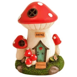 B&M Assorted Mushroom House Ornament With Glowing Solar Light -Home Furnishing Shop 393429 mushroom house ornament with glowing solar light