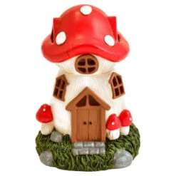 B&M Assorted Mushroom House Ornament With Glowing Solar Light -Home Furnishing Shop 393429 mushroom house ornament with glowing solar light 3