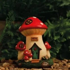 B&M Assorted Mushroom House Ornament With Glowing Solar Light -Home Furnishing Shop 393429 mushroom house ornament with glowing solar light 4