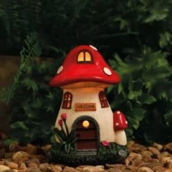 B&M Assorted Mushroom House Ornament With Glowing Solar Light -Home Furnishing Shop 393429 mushroom house ornament with glowing solar light 6