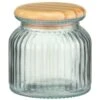 B&M Small Ribbed Glass Jar With Wooden Lid -Home Furnishing Shop 394427 ribbed glass jar with wooden lid small 2