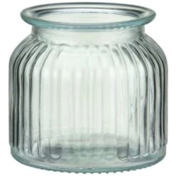 B&M Small Ribbed Glass Jar With Wooden Lid -Home Furnishing Shop 394427 ribbed glass jar with wooden lid small 3