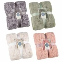 B&M Simply Two Tone Teddy Throw - Grey -Home Furnishing Shop 394924 394926 394927 394928 simply plain teddy throw group 1