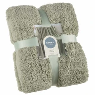 B&M Simply Two Tone Teddy Throw - Sage 3 B&M Simply Two Tone Teddy Throw - Sage