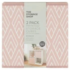 Lokken Printed Storage Cubes 2pk - Pink Diamond -Home Furnishing Shop 395838 2pk printed lokken storage cubes pink diamond 2